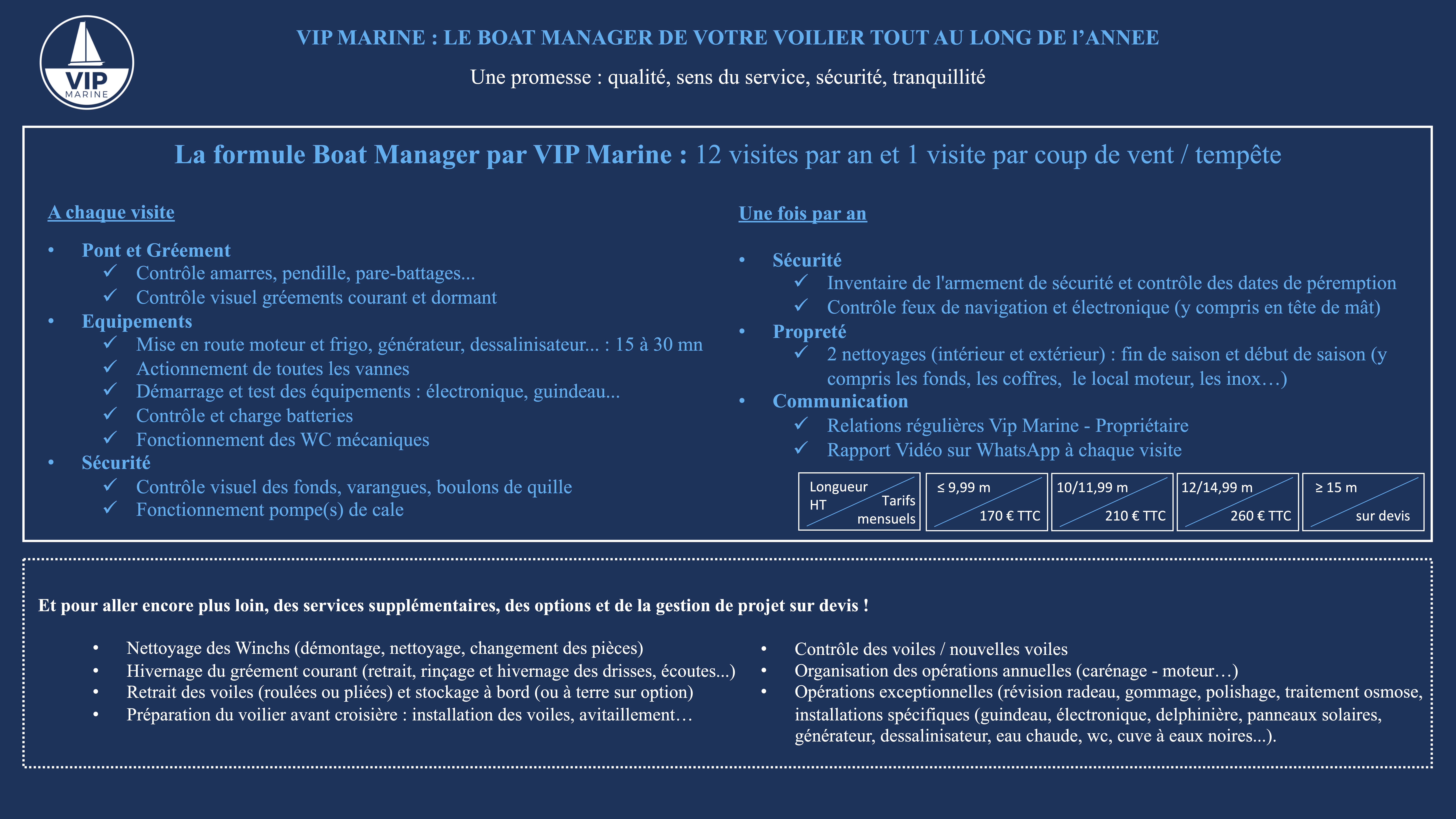 Les formules sérénité de Vip Marine